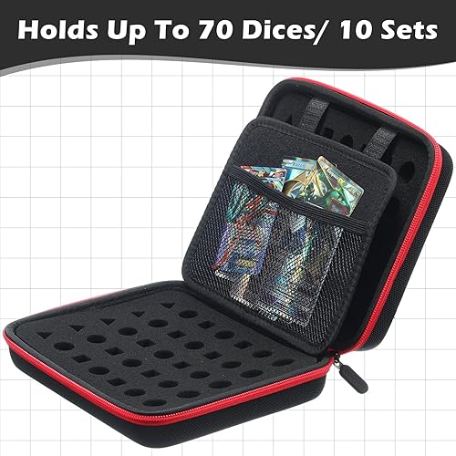 Miniatura 2 de Estuche para dados con bandeja ranurada extraíble para almacenamiento de dados, compatible con juegos de rol DND y otros juegos de mesa, con