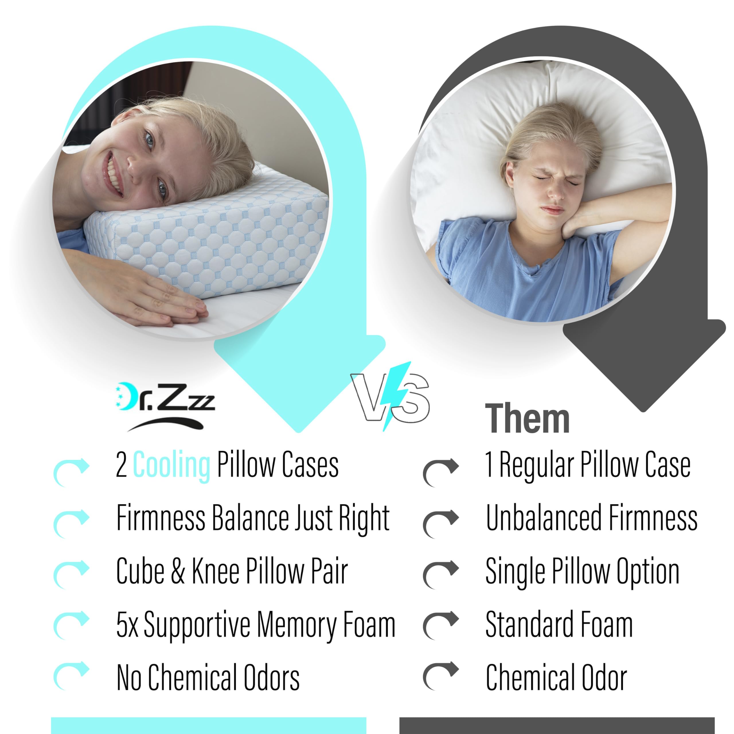 Amazon.com: Dr. Zzz Cooling Cube Pillow and Knee Pillow for