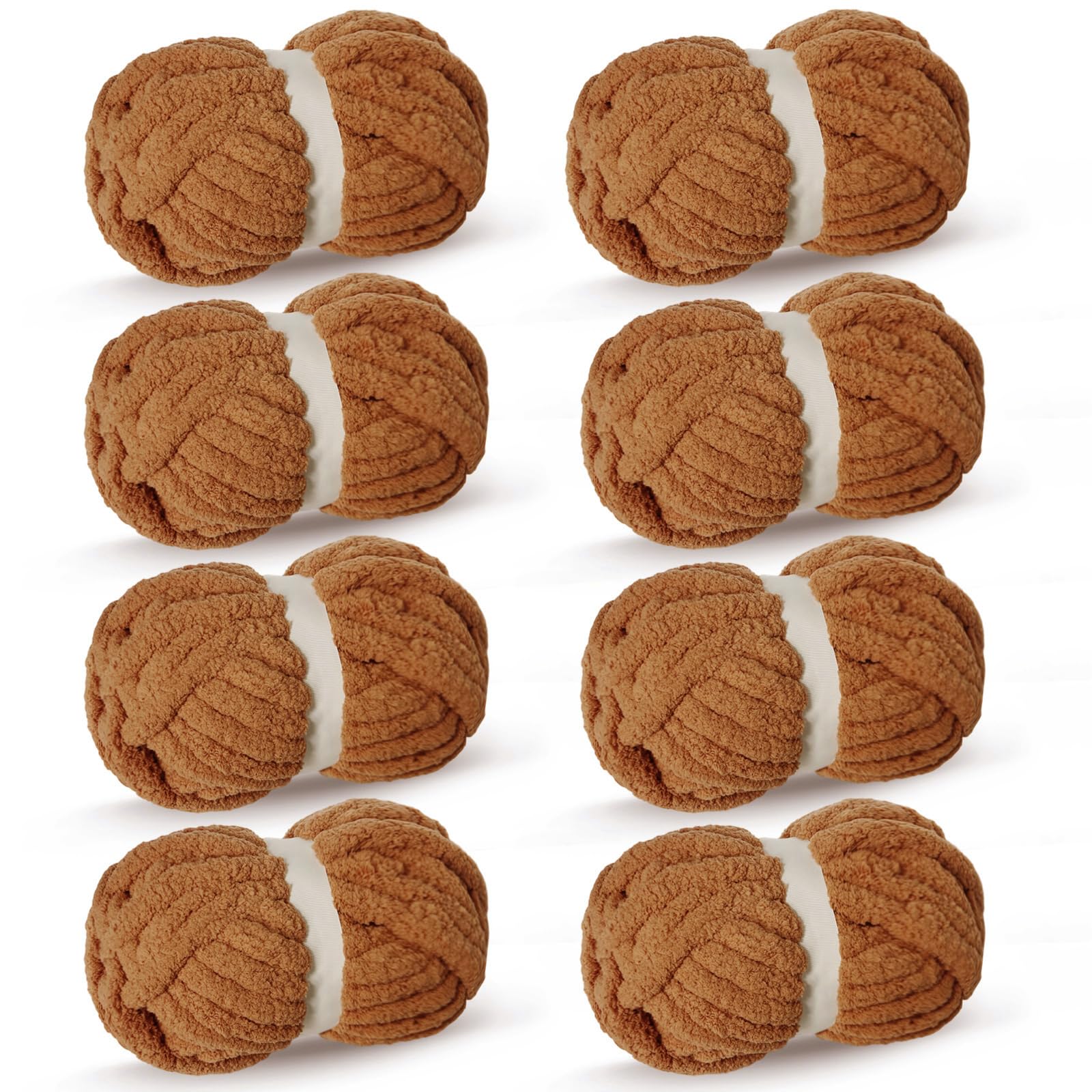 Bulky Thick Fluffy Yarn for Crocheting/Knitting, Super Bulky Hand Blanket, Soft Plush Yarn for Carpet/Scarf/Cushion, 8 Jumbo Pack (63.76oz/197.68yd)