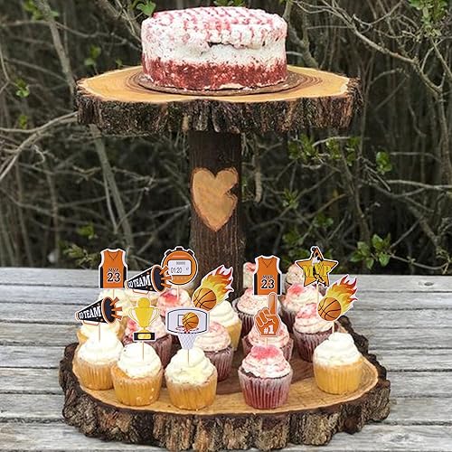 Miniatura 3 de 32 piezas de adornos de básquetbol para magdalenas de baloncesto y deportes montados, para temática deportiva, baby shower, baloncesto, fiesta de