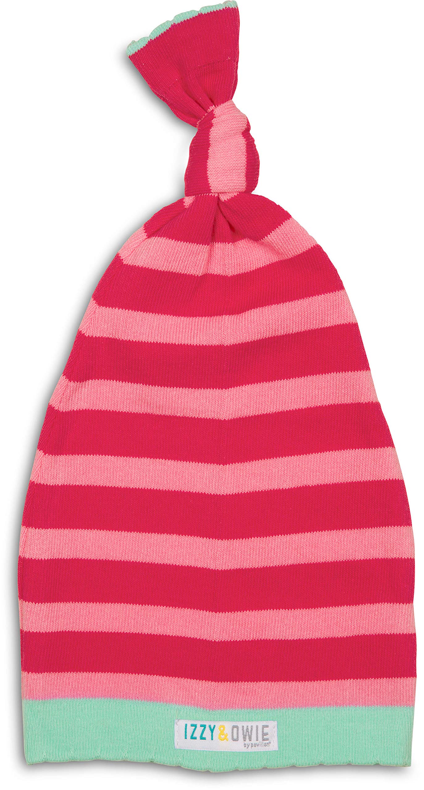 Izzy and Owie Striped Loose Baby Hat, 0-12 Month, Dark Pink/Light Pink/Mint