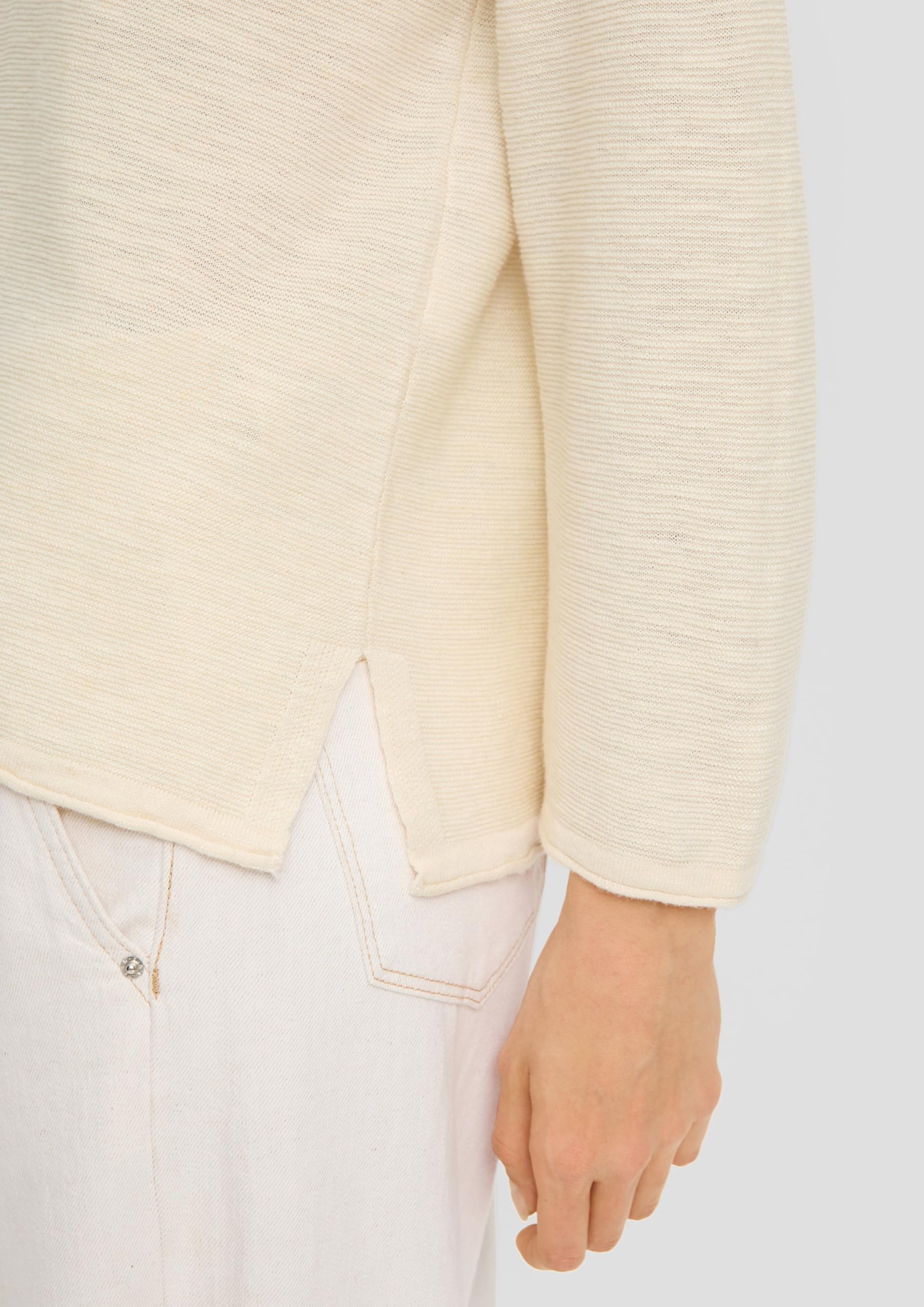 s.Oliver Feinstrickpullover aus Leinenmix mit U-Boot-Ausschnitt