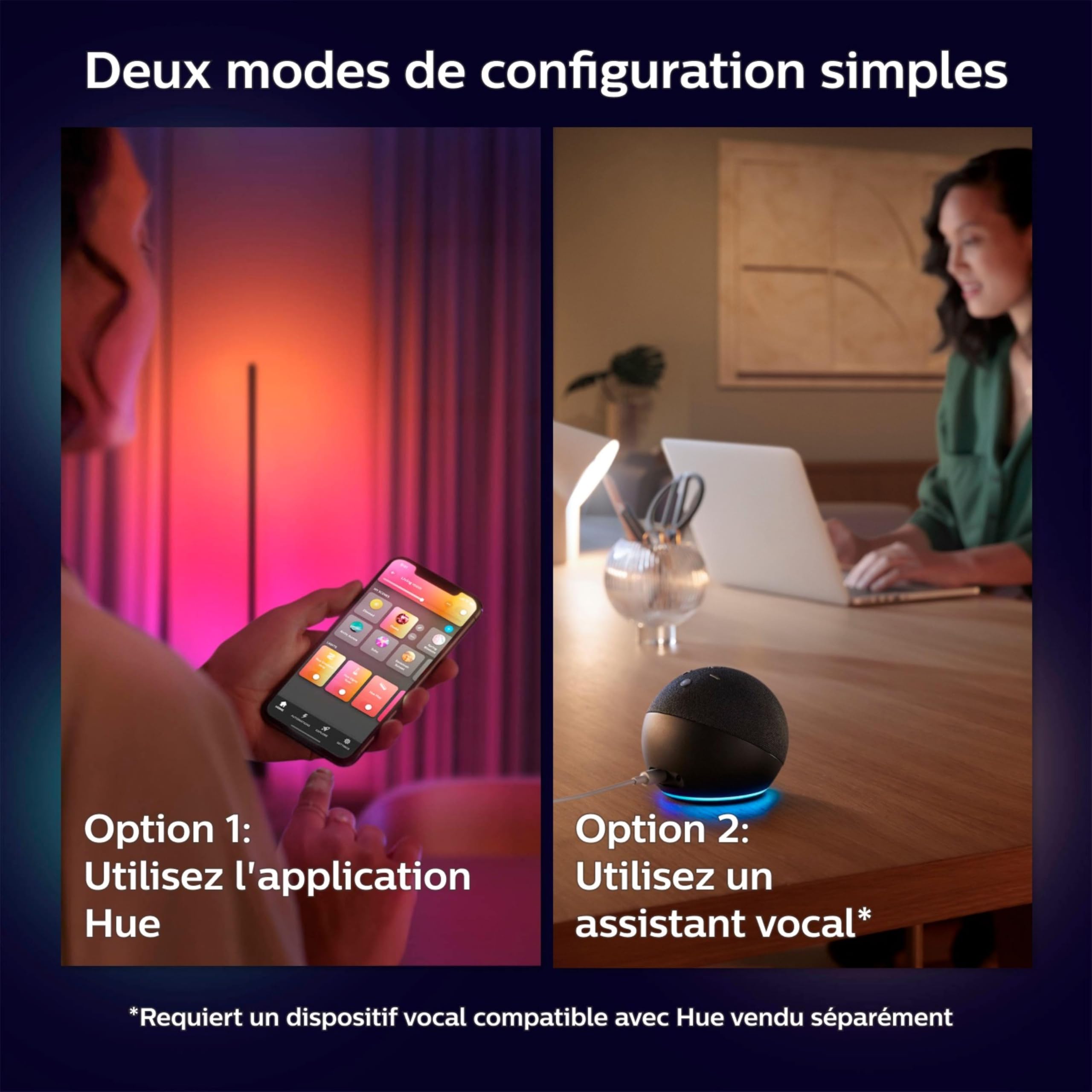 Philips Hue White and Color Ambiance Gradient Signe Noir Lampe sur pied Bluetooth Compatible Alexa Google Assistant Apple Homekit