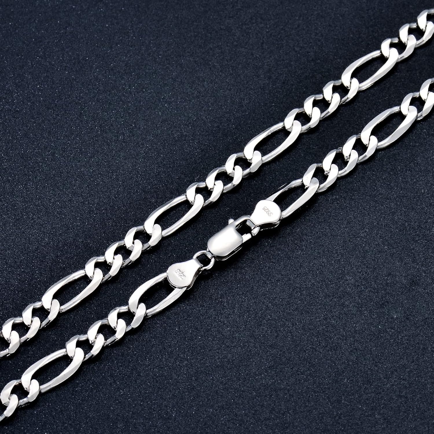 925 Sterling Silver Figaro Chain 3MM, 4MM, 5.5MM Italian Diamond-Cut Figaro Link Chain Necklace Gift for Men Women 18, 20, 22, 24, 26 Inches - Image 7