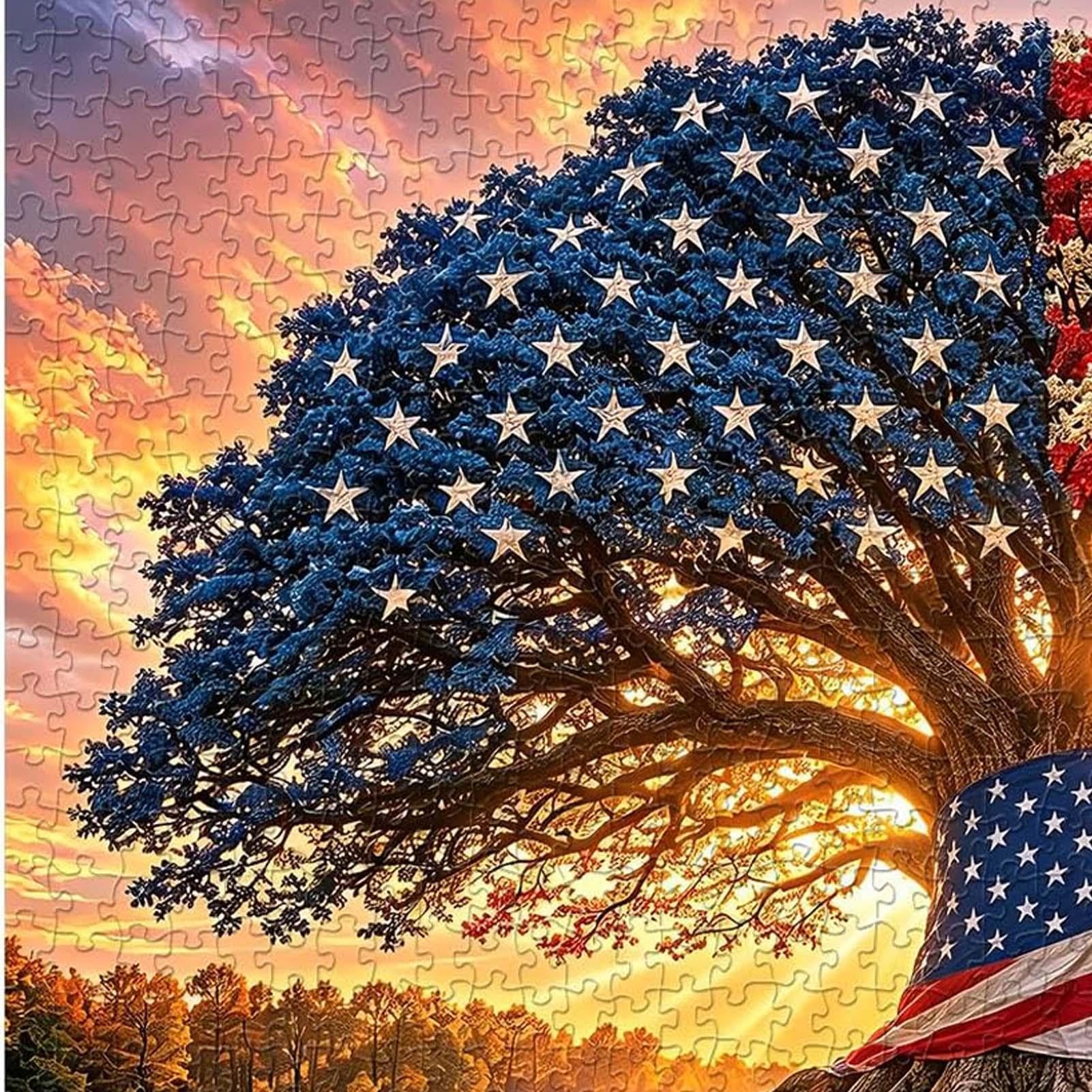 Puzzle Arbre Patriotique Paysage Patriotique 1000 Pièces