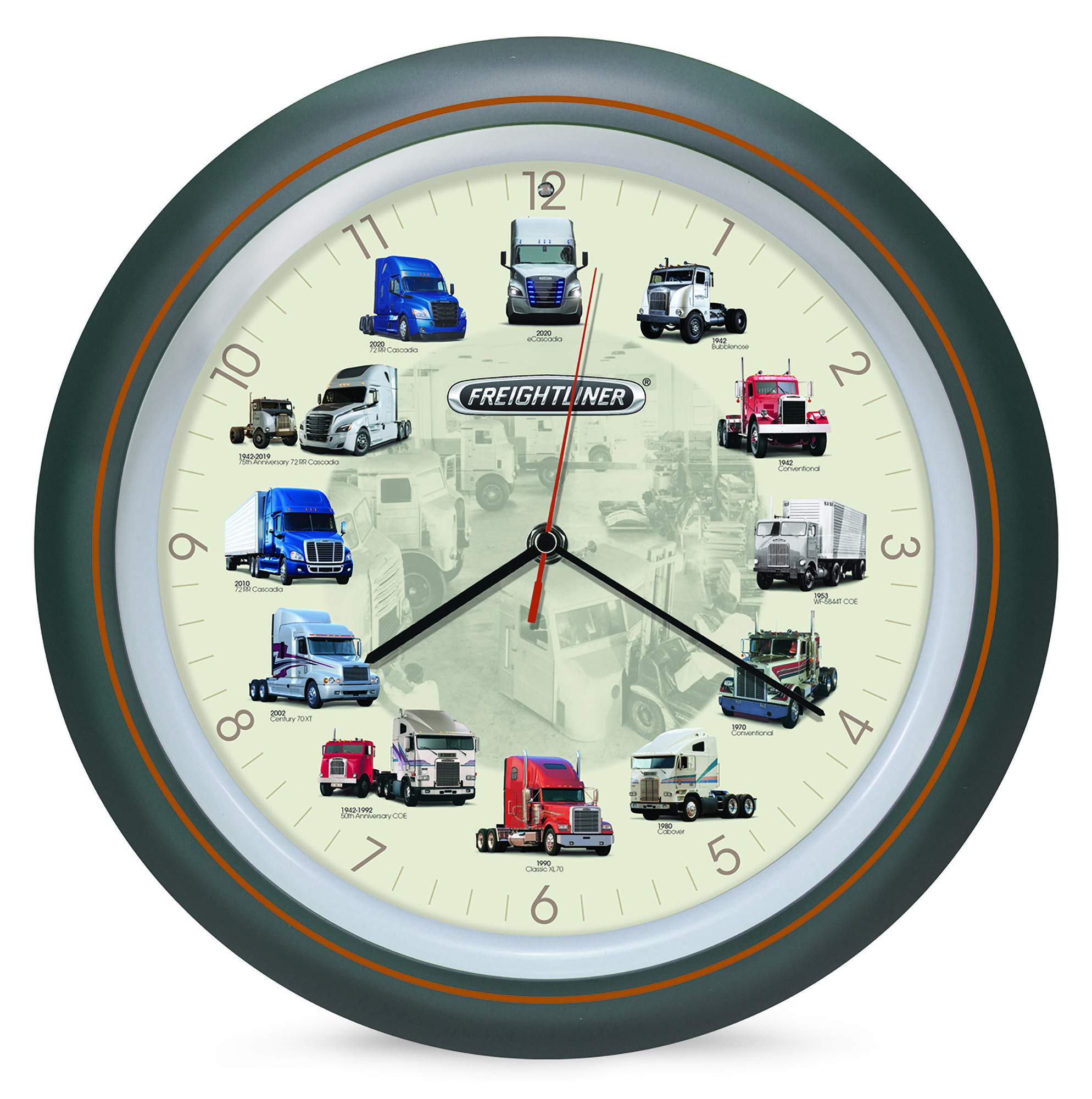 Mark Feldstein & AssociatesFreightliner Trucks Gunmetal Silver 13 inch Acrylic Sound Hanging Wall Clock
