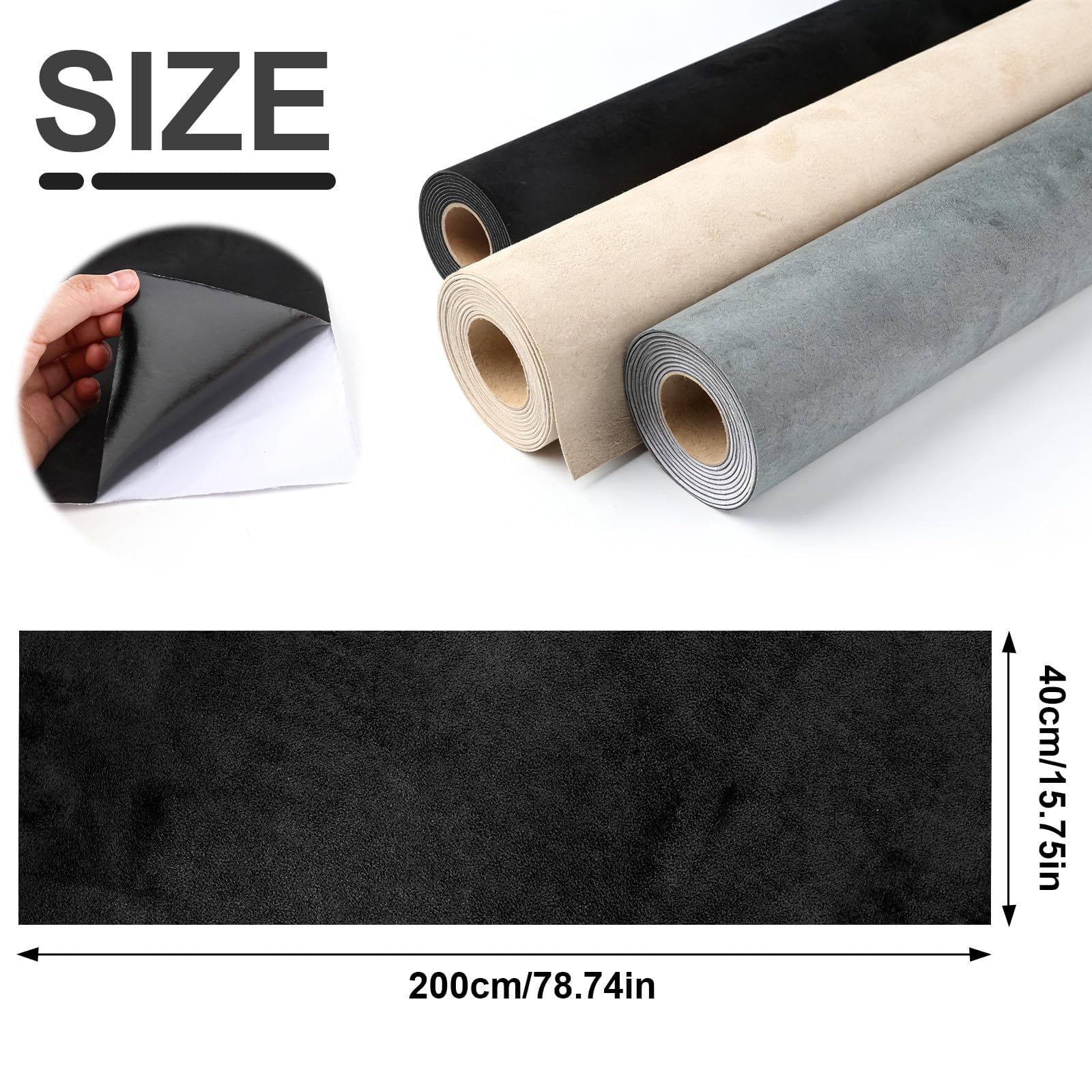 Mikrofaserstoff Selbstklebend 200x40 cm Dachhimmel Stoff Hohe Dichte Autohimmelstoff Selbstklebend Cockpit Interieur Stretch Dehnbar Folie Grau Wildleder Optik Kunstleder Velours für Auto