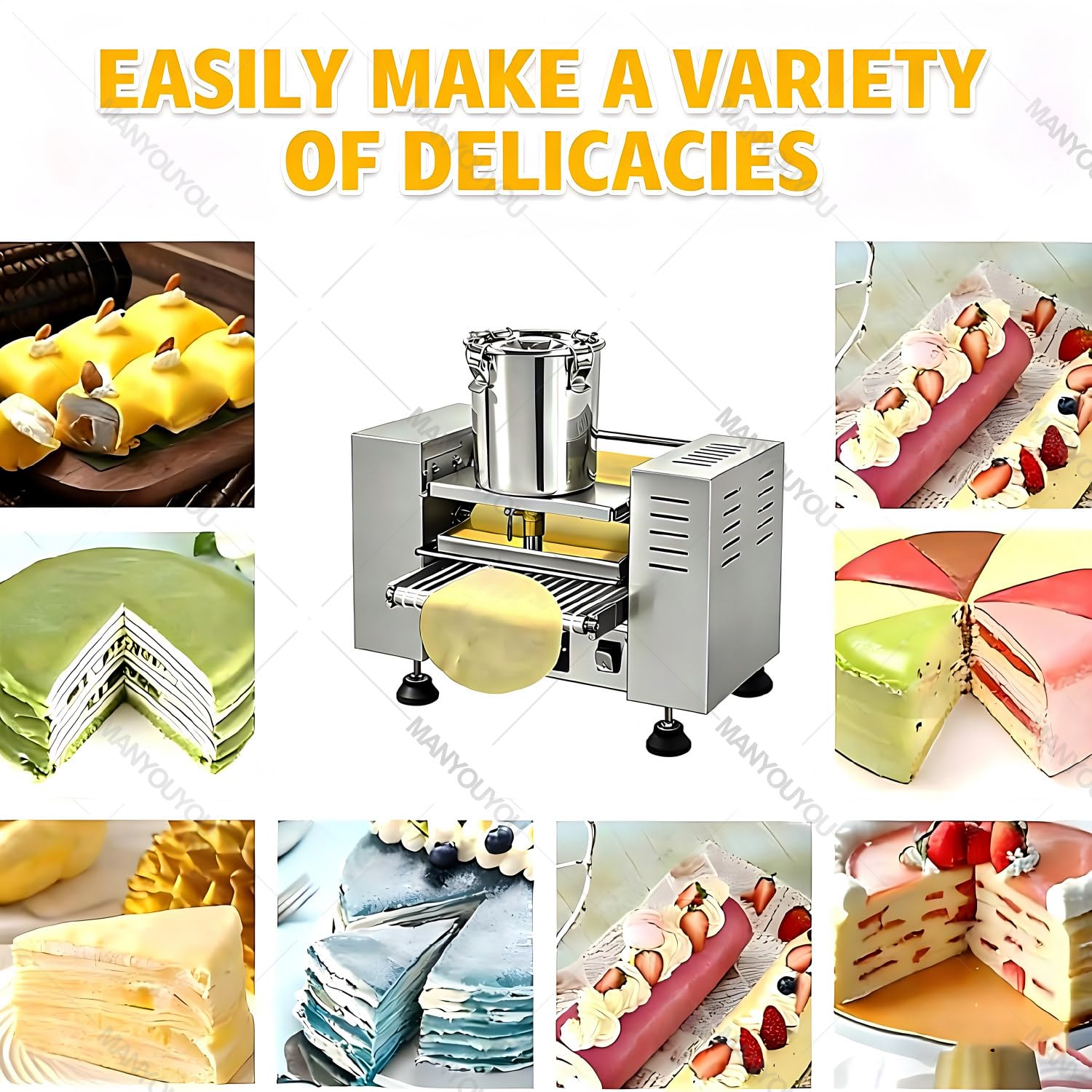 Máquina para Hacer Crepes, Crepera Eléctrica Y Plancha De Cocina, 100 a 350 Unidades por Hora, Espesor De 0,4 a 1,2 Mm, Diámetro De La Crepe De 15 a 23 Cm, Velocidad De Cocción Ajustable 8in