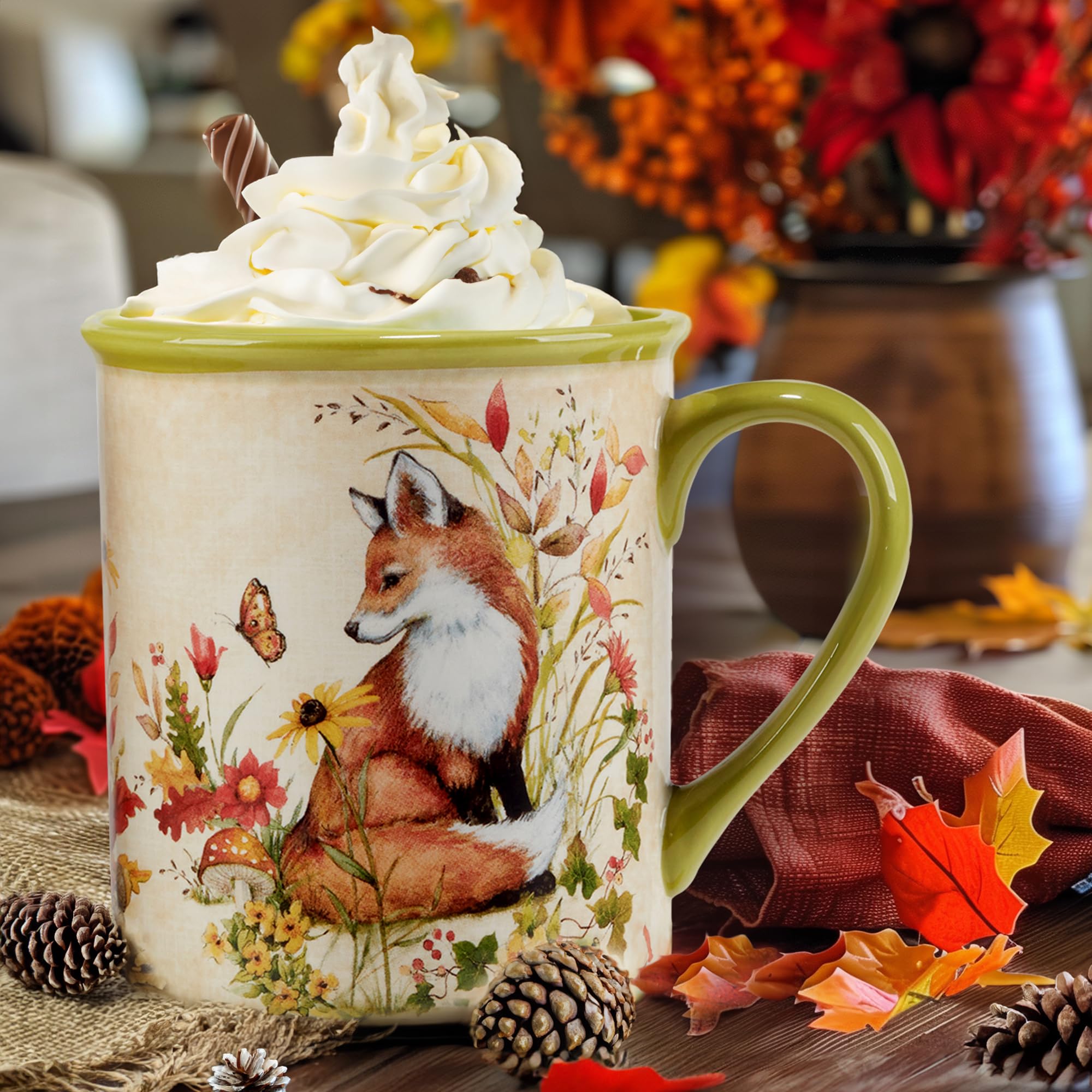 Amazon.com | Woodland Critters 18 oz. Ceramic Mugs, Set of 4 – Fox