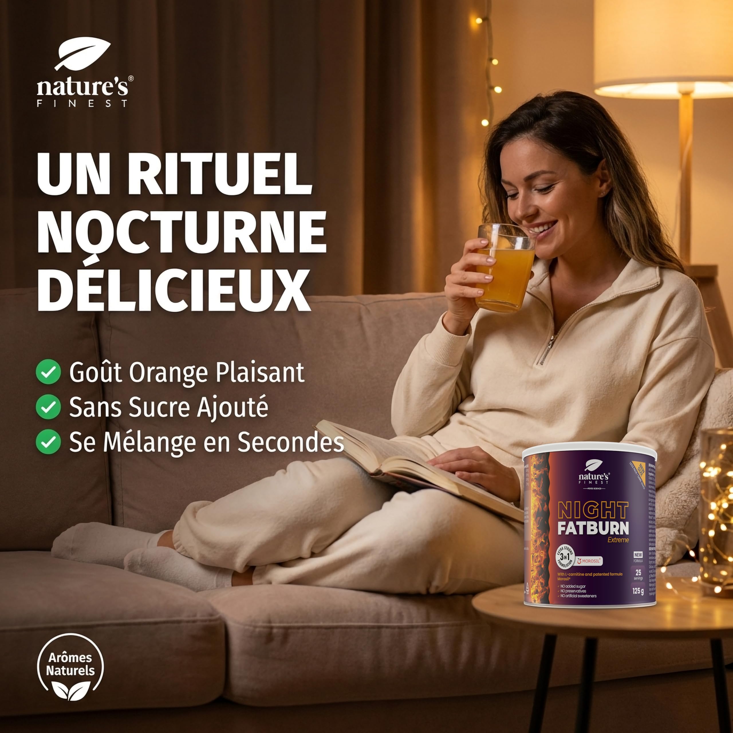 Nutrisslim Night Fatburn Brûleur De Graisse Extrême 125 g Morosil 400 Mg Perte De Poids L-Carnitine Extrait De Vin Rouge Valériane Sommeil