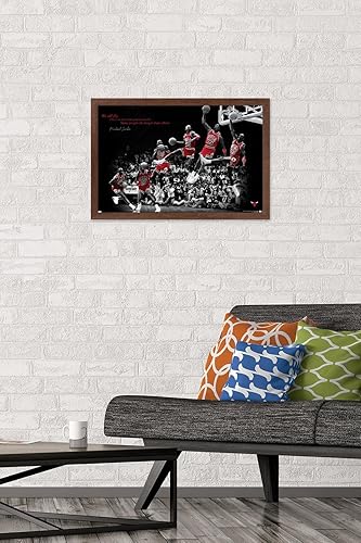 Miniatura 2 de Trends International Michael Jordan - Póster de pared con mosca, 14.725 x 22.375 pulgadas, versión enmarcada de caoba