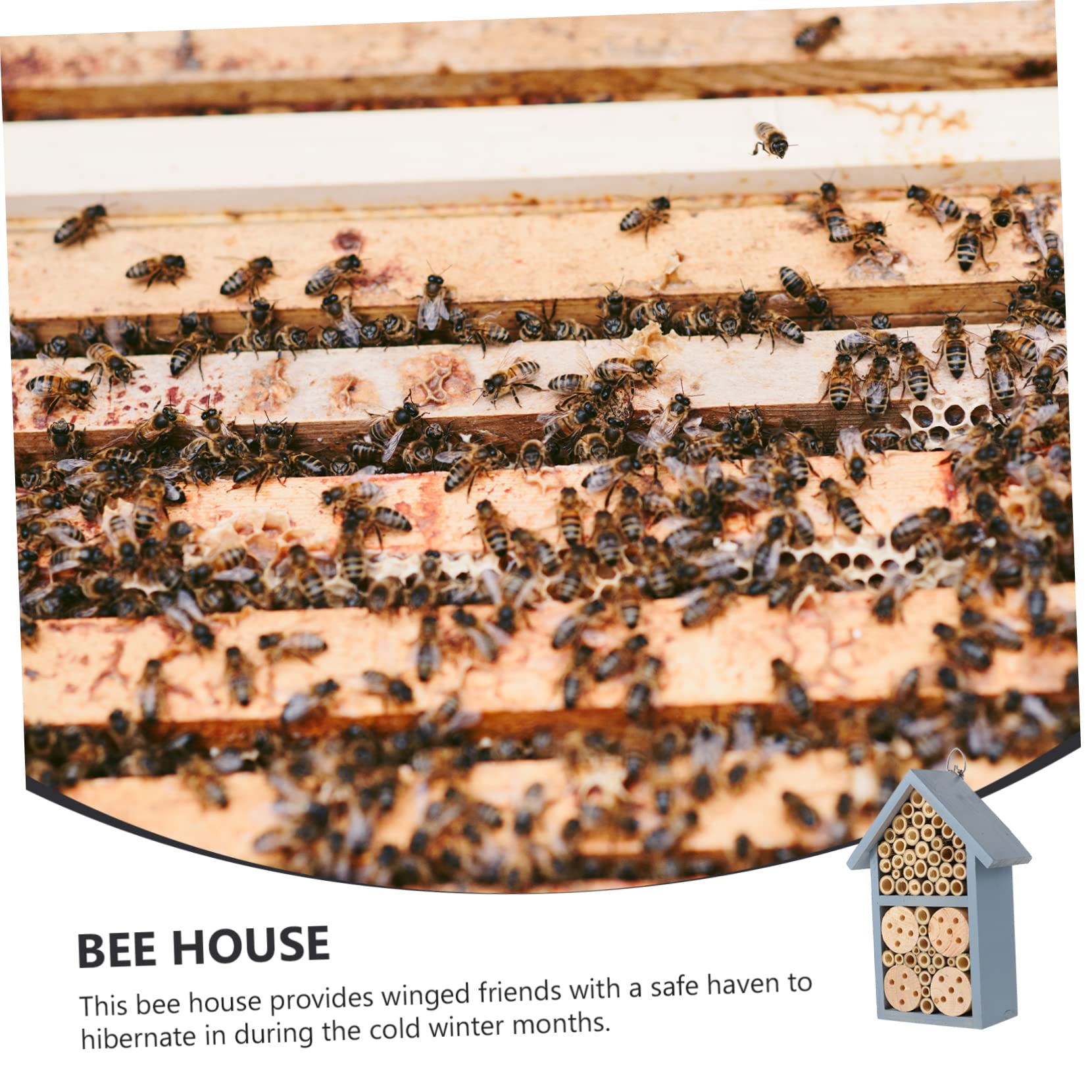 Bemaltes Bienennest mit Eisenhaken für Garten Wetterfestes Insektenhaus zur Überwinterung von Bienen im Außenbereich
