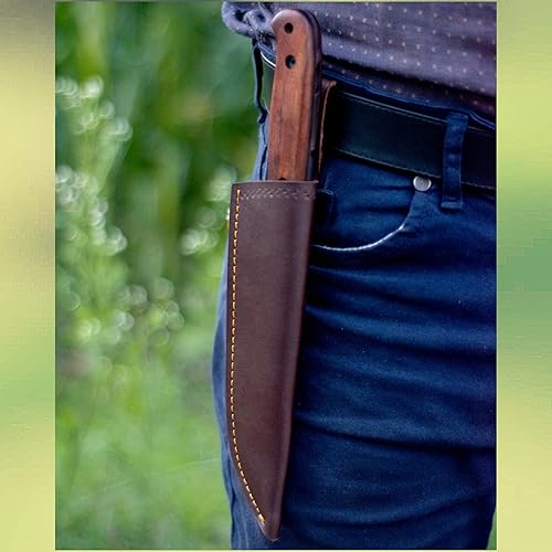 Miniatura 6 de HUNT-08 - Cuchillo de caza hecho a mano con funda de cuero, cuchillo de acero al carbono para cazadores, cuchillo para exteriores con mango de