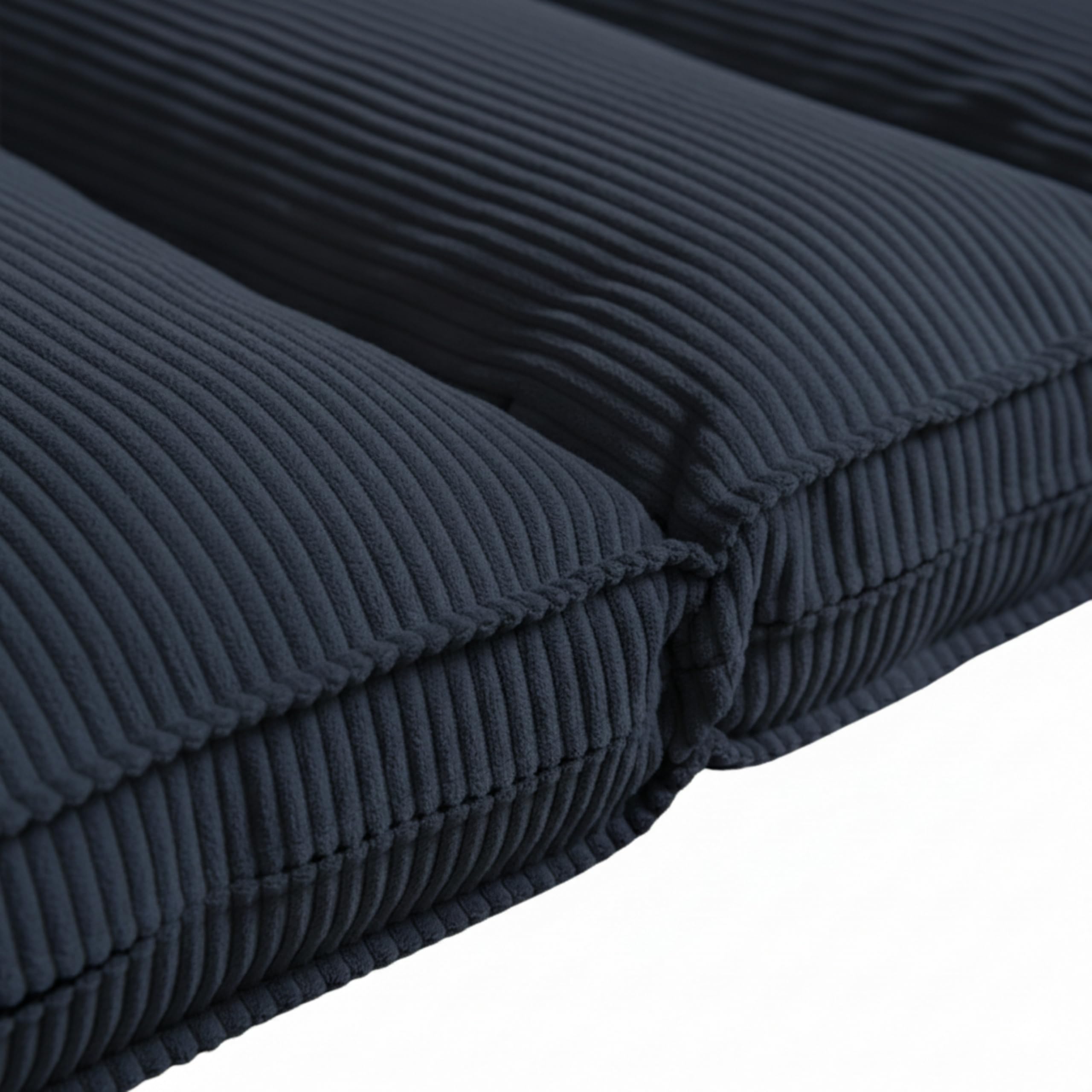 bananair - Futon 1 Place Épais & Confortable Fabriqué en France, Housse Lavable, Idéal comme Matelas de Sol, d'Appoint, Chauffeuse - Futon Pliable, Sangle de Rangement Incluse (90x190 cm, Bleu Nuit)