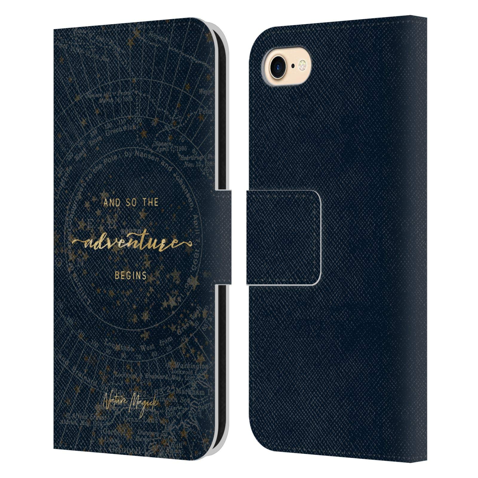 Head Case Designs Officially Licensed Nature Magick Star Map So The Adventure Begins Quote Leather Wallet Case Compatible with Apple iPhone 7/8 / SE 2020 & 2022
