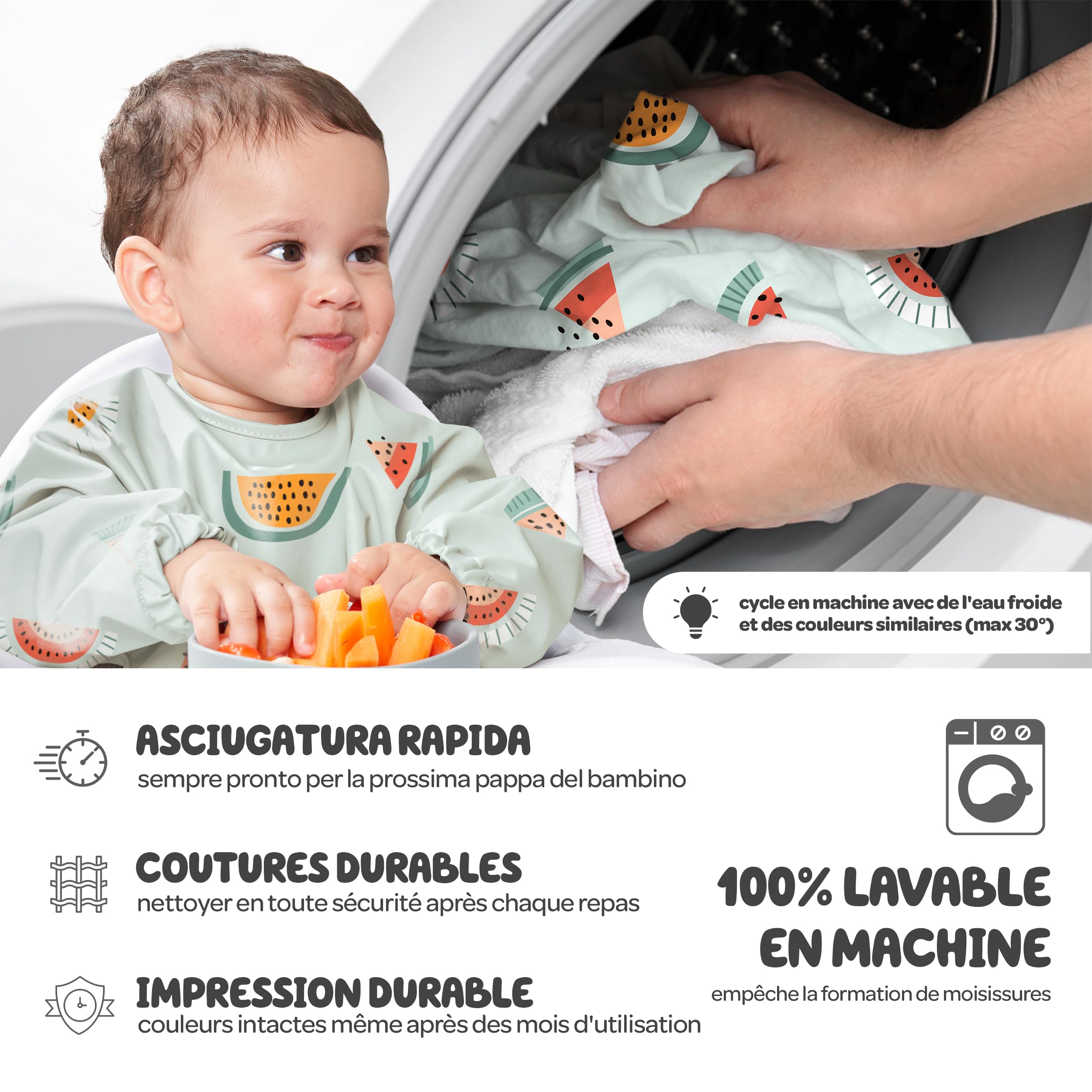 Nombear ® Bavaglini Impermeabili con Maniche 6 Mesi o Più - Bavaglini Pappa Svezzamento, Bavaglino con Maniche Lunghe, Bavaglini Impermeabili con Tasca, Bavaglio con Maniche per Bimbo