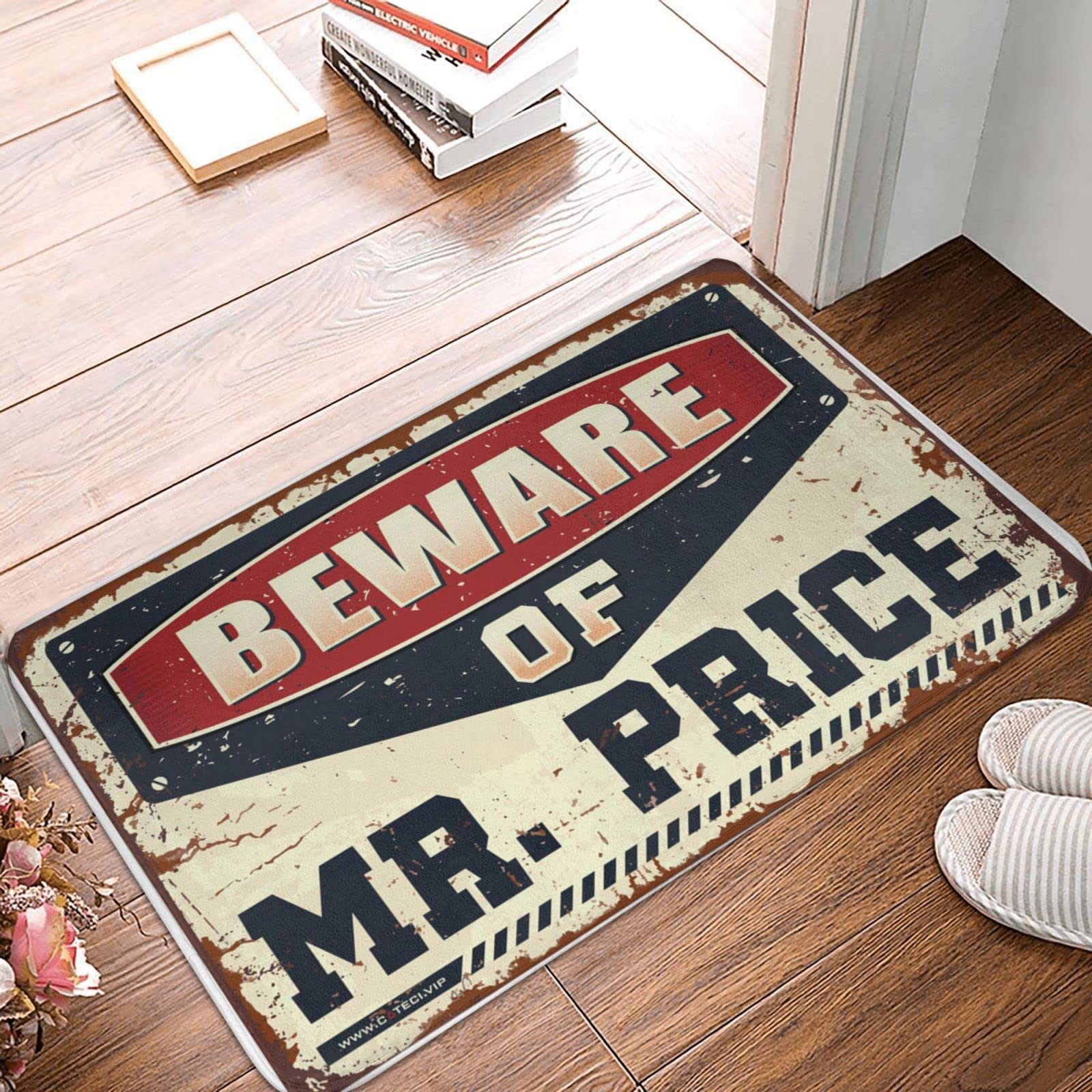 Dsoluuing Welcome-Ish - Zerbino con scritta "Beware of Mr. Price" per porta d'ingresso e per esterni (dimensioni: 65 x 90 cm)