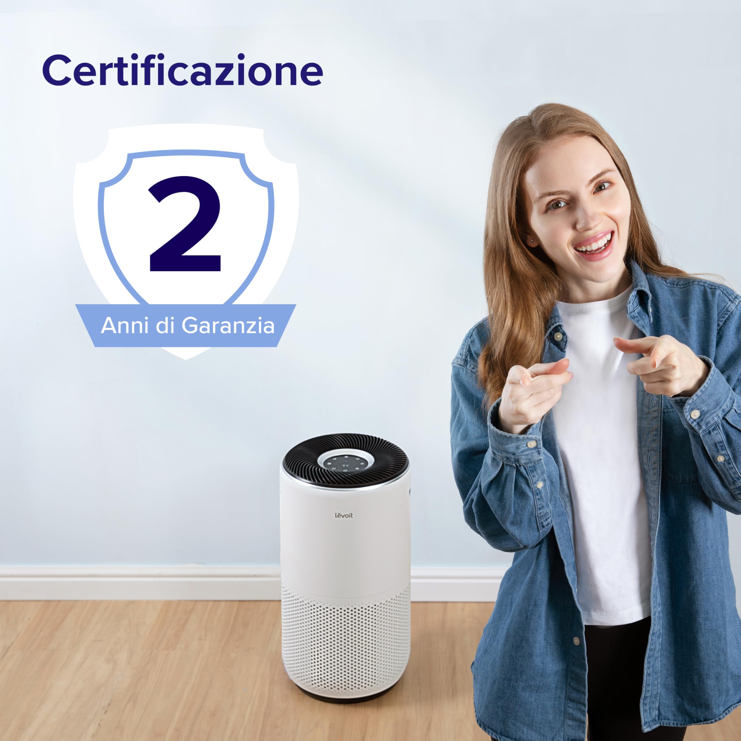 Levoit Purificatore d'Aria Intelligente con App e Alexa, Filtro HEPA + Carbone Attivo, CADR 433 m³/h fino a 90 m², Silenzioso, Display PM2.5, Modalità Auto, per Allergie Odori Allergi Polvere Polline