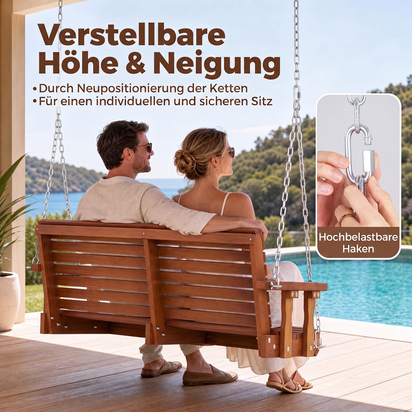 COSTWAY Hängebank, 2-Sitzer Schaukelbank