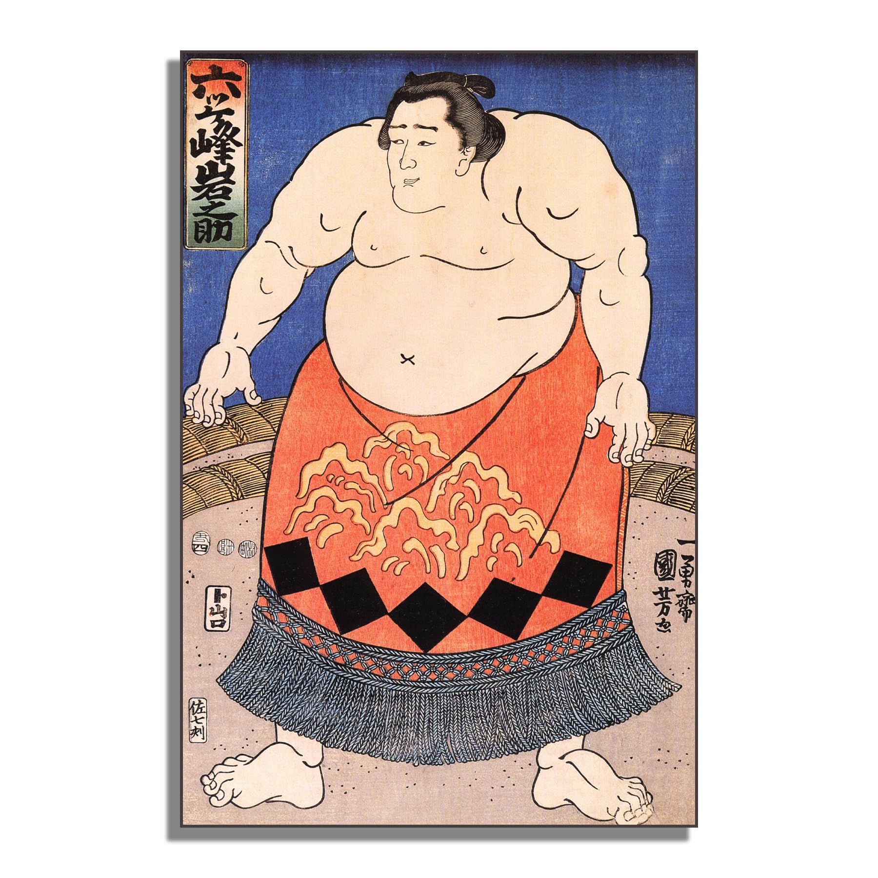 OKRA Utagawa Kuniyoshi Canvas Wall Art Sumo Wrestler Poses Poster Japanese Ukiyo-E Woodcut Art Animal Nature Landscape Poster Japanese Classic Wall Decor Unframed 12×18in/30×45cm