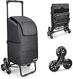 KEDSUM 2 in 1 Stair Climbing Cart, 60L/300LBS Grocery Cart on Wheels for Stairs, Shopping Carts for Groceries with Removable Waterproof Bag, Folding Shopping Carts for Stairs, Black