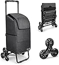 KEDSUM 2 in 1 Grocery Cart on Wheels for Stairs, 60L/300LBS Shopping Carts for Groceries, Stair Climbing Cart with Removable Waterproof Bag, Folding Shopping Carts for Stairs, Black