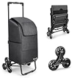 KEDSUM 2 in 1 Grocery Cart on Wheels for Stairs, 60L/300LBS Shopping Carts for Groceries, Stair Climbing Cart with Removable Waterproof Bag, Folding Shopping Carts for Stairs, Black