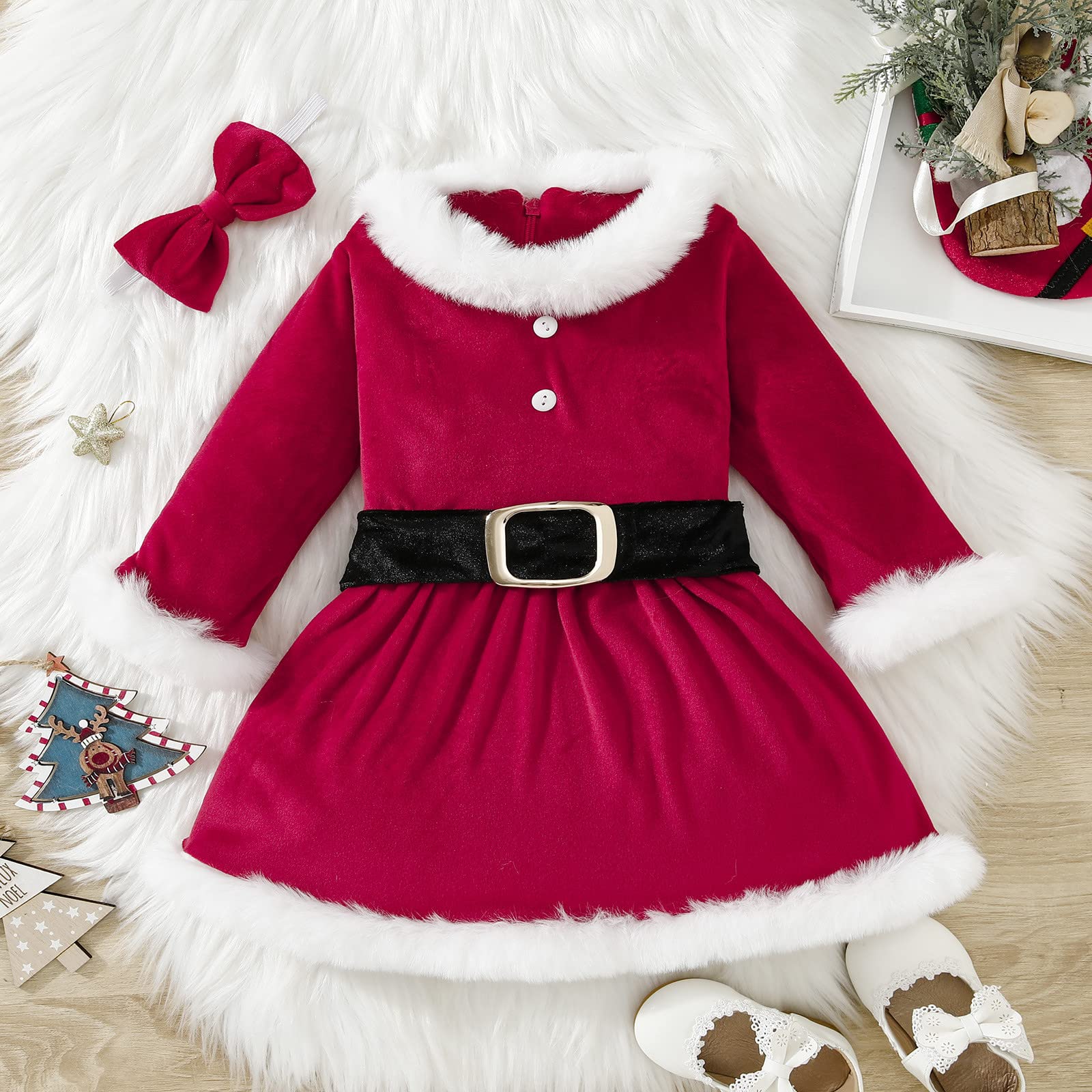 ladies christmas skater dress Gvmfive Women Christmas Dresses Xmas Printed Long Sleeve Skater Dress