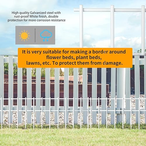 Miniatura 5 de Adavin Valla de barrera de animales, paquete de 10 vallas de 20 pulgadas de largo x 12 pulgadas de alto, valla de jardín blanca sin excavación,