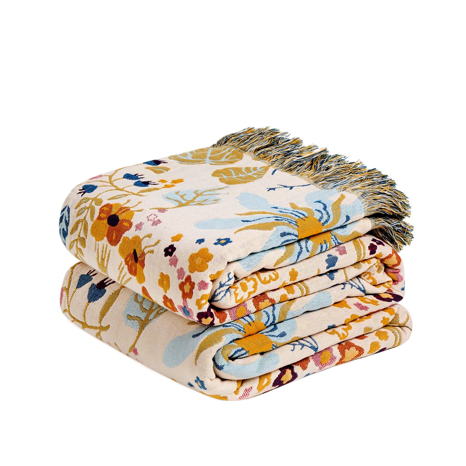 LUTBM Boho Throw Blanket for Couch 50"x60", Cotton Decorative Bed Throws