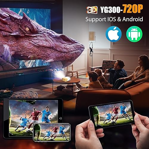 Miniatura 2 de Mini proyectores de video 720P proyector de película, proyección de pantalla de 24 a 60 pulgadas, proyector LED amigable con los ojos para cine en