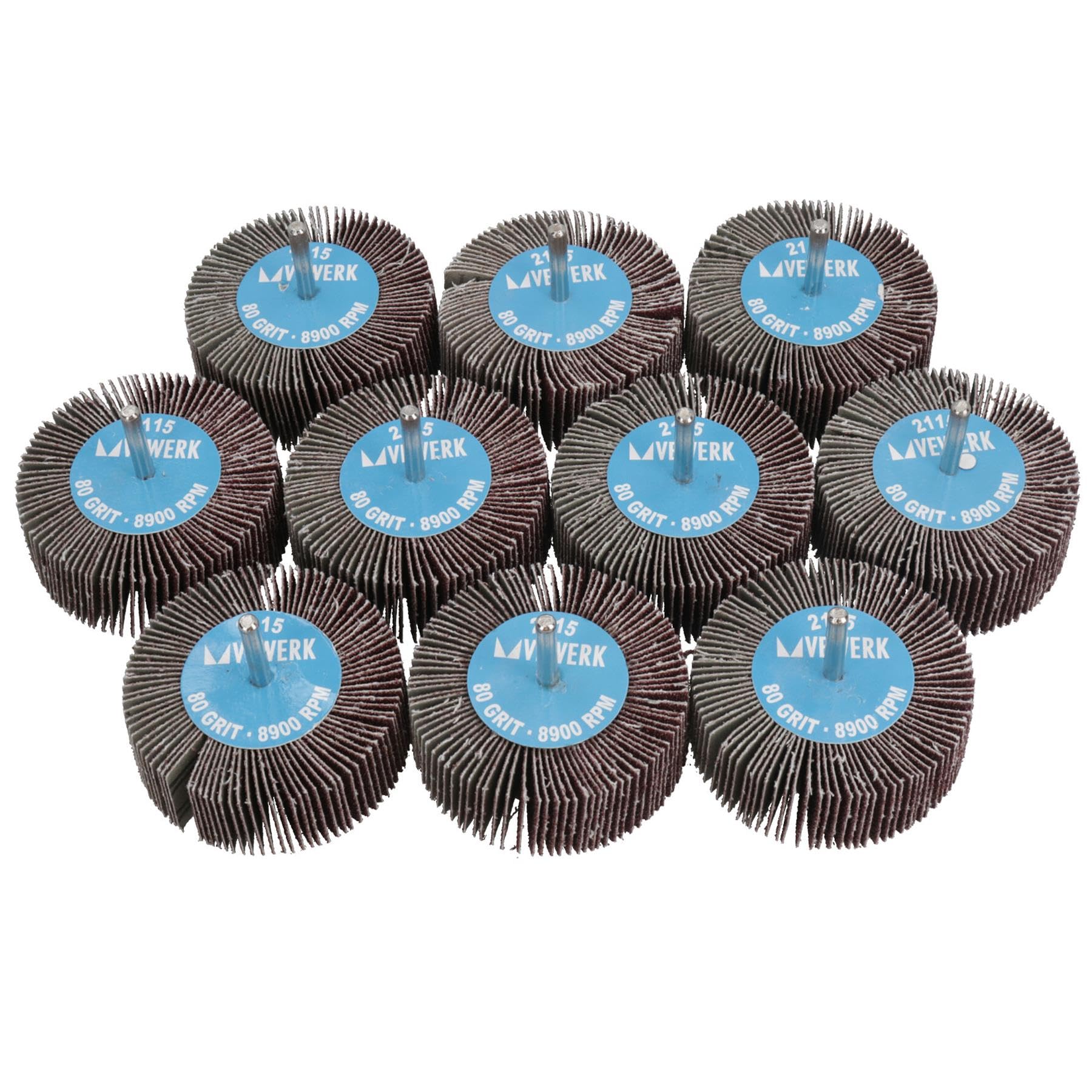 Almohadillas de lijado abrasivas de grano 80 de 80 mm para taladros, amoladoras, vástago de 6 mm, 100 unidades