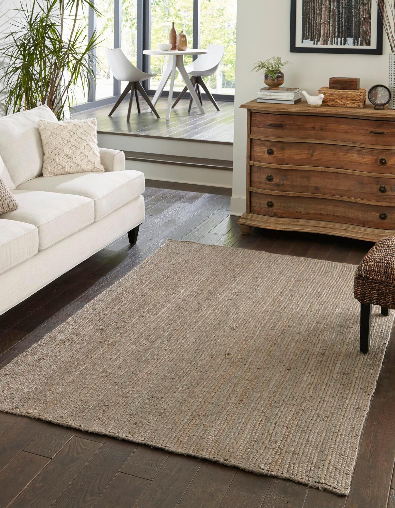 DANGAYACH ART Indian Handmade Braided Gray Natural Jute Area Rug, Jute Rug, Bedroom, Boho Jute Rug Size- 4 x 10 Feet (120 cm x 300 cm)