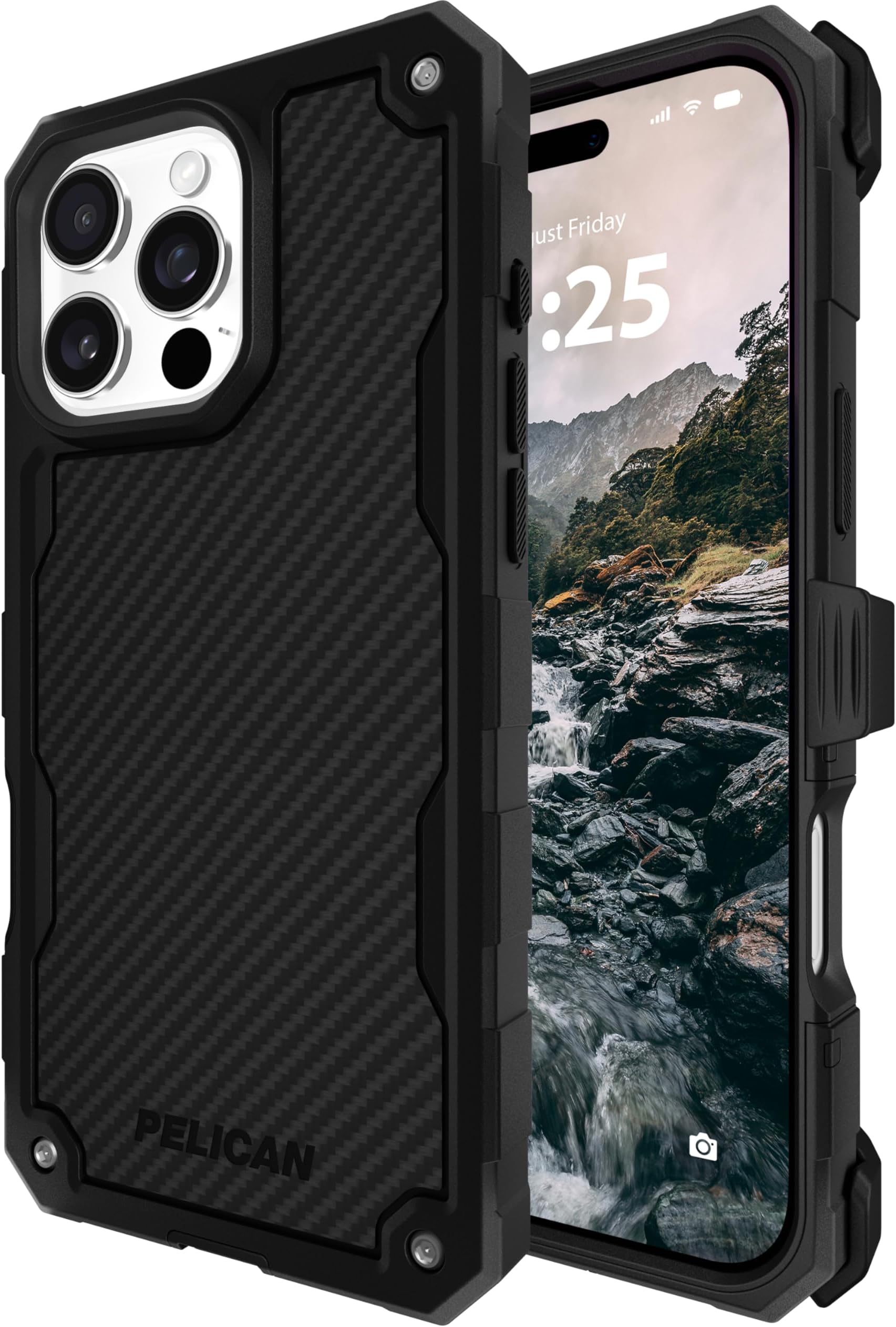 Shield iPhone 16 Pro Max Case [Compatible with MagSafe] Rugged Phone Case w/ 21ft Military-Grade Drop Protection - Heavy Duty Phone Cover w/Belt Clip Holster for iPhone 16 Pro Max - Carbon