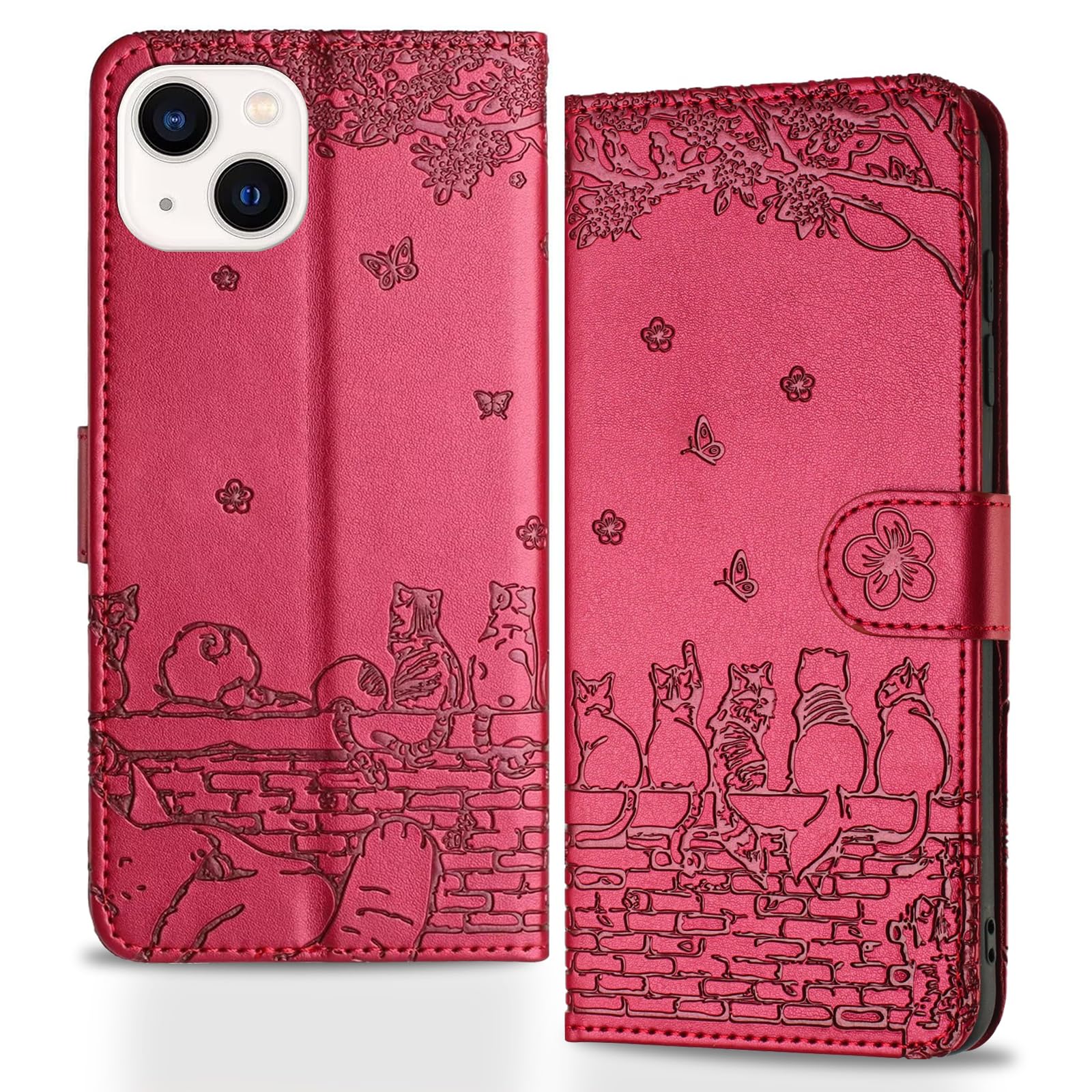 iPhone 17 Case - Wallet Phone Case - Custodia magnetica classica per telefono a portafoglio, porta carte di credito, doppio strato, leggera, sottile in pelle, custodia protettiva magnetica - RUFINE