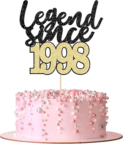 Gyufise 1 pieza de decoración de pastel con purpurina de leyenda desde 1964 con purpurina para 60 años, decoración de pasteles para cumpleaños 60,