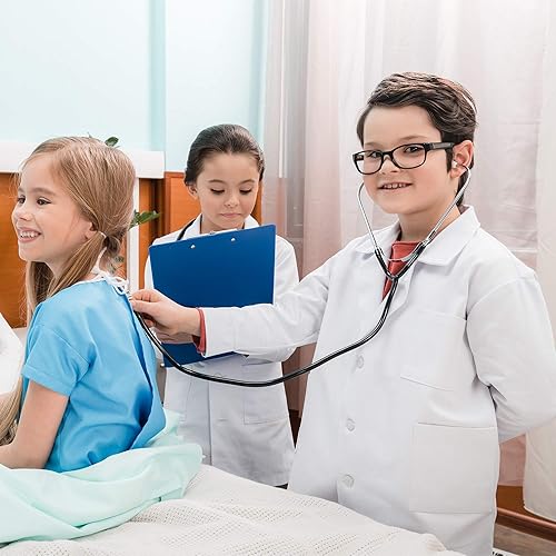 Miniatura 4 de Skeleteen Doctor's - Estetoscopio de juguete para niños, juego de médico o enfermera, accesorios de disfraz y juguetes de utilería para niños, 1