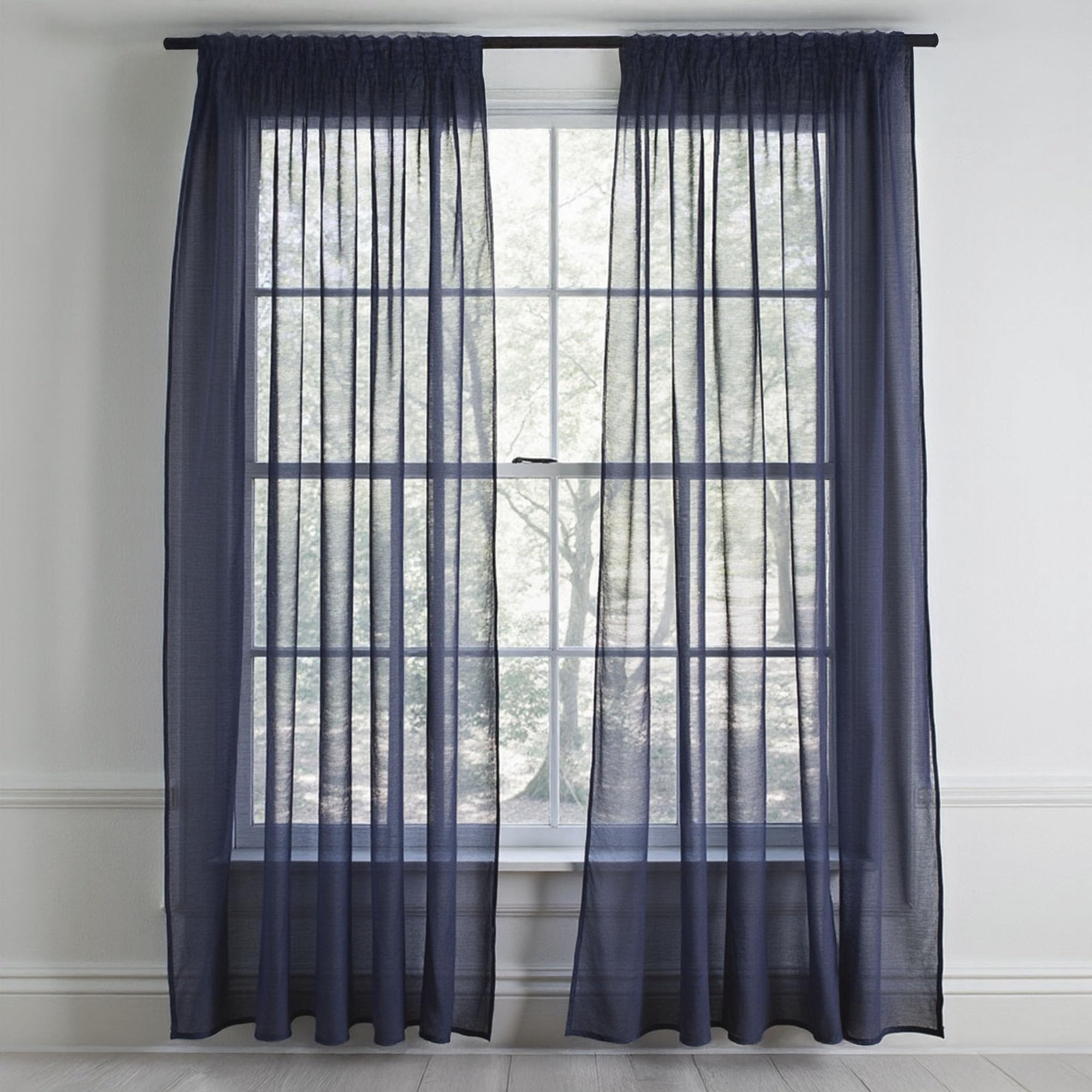 WedDecor 2 Panel Voile Drapes, Navy Sheer Curtains, 81" x 56"
