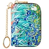 Credit Card Holder, RFID Blocking Wallet for Women Small Slim Leather Wallets with Keychain Zipper Business Cards Case (Vincent van Gogh Irises)