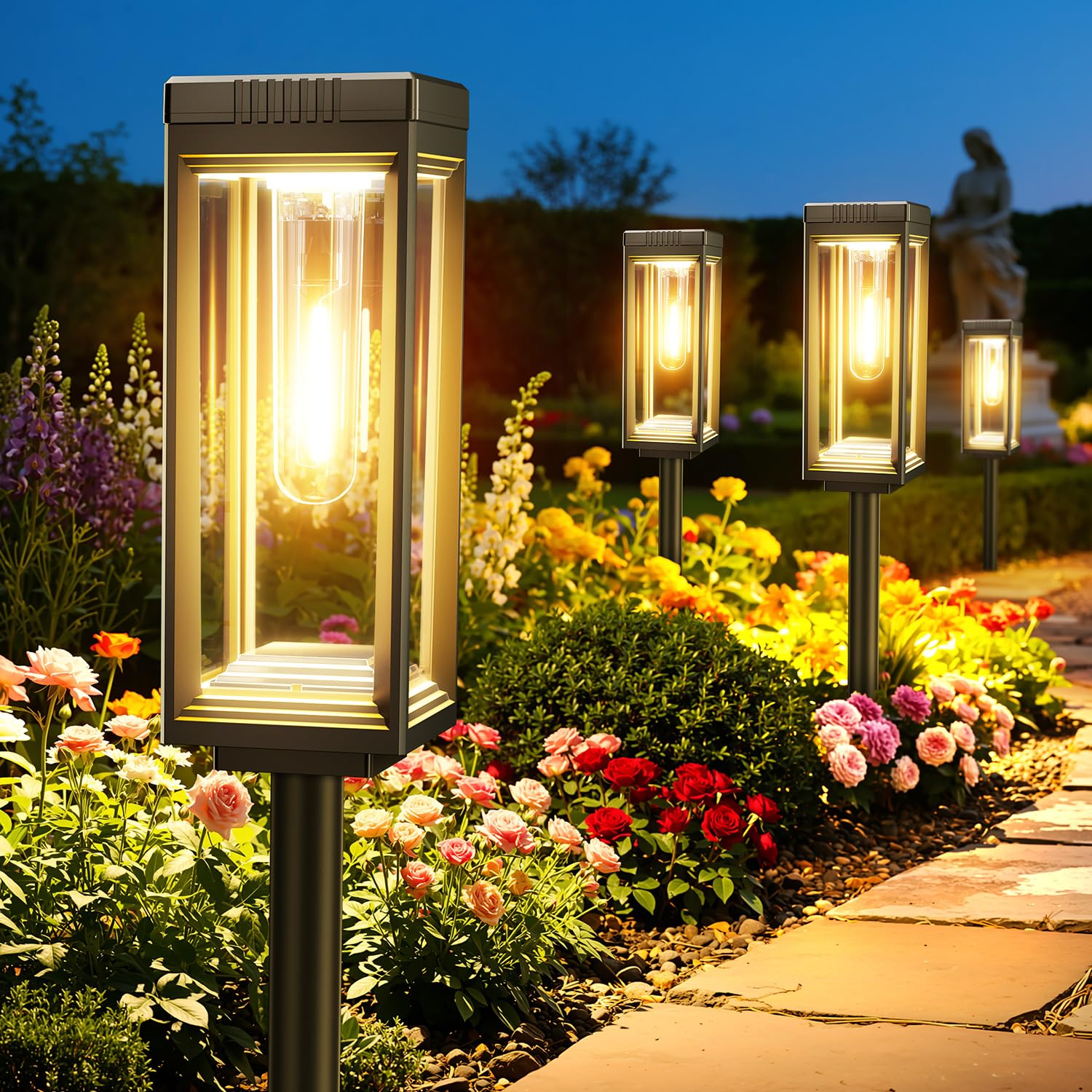 WdtPro 8 Pack Tall Solar Pathway Lights