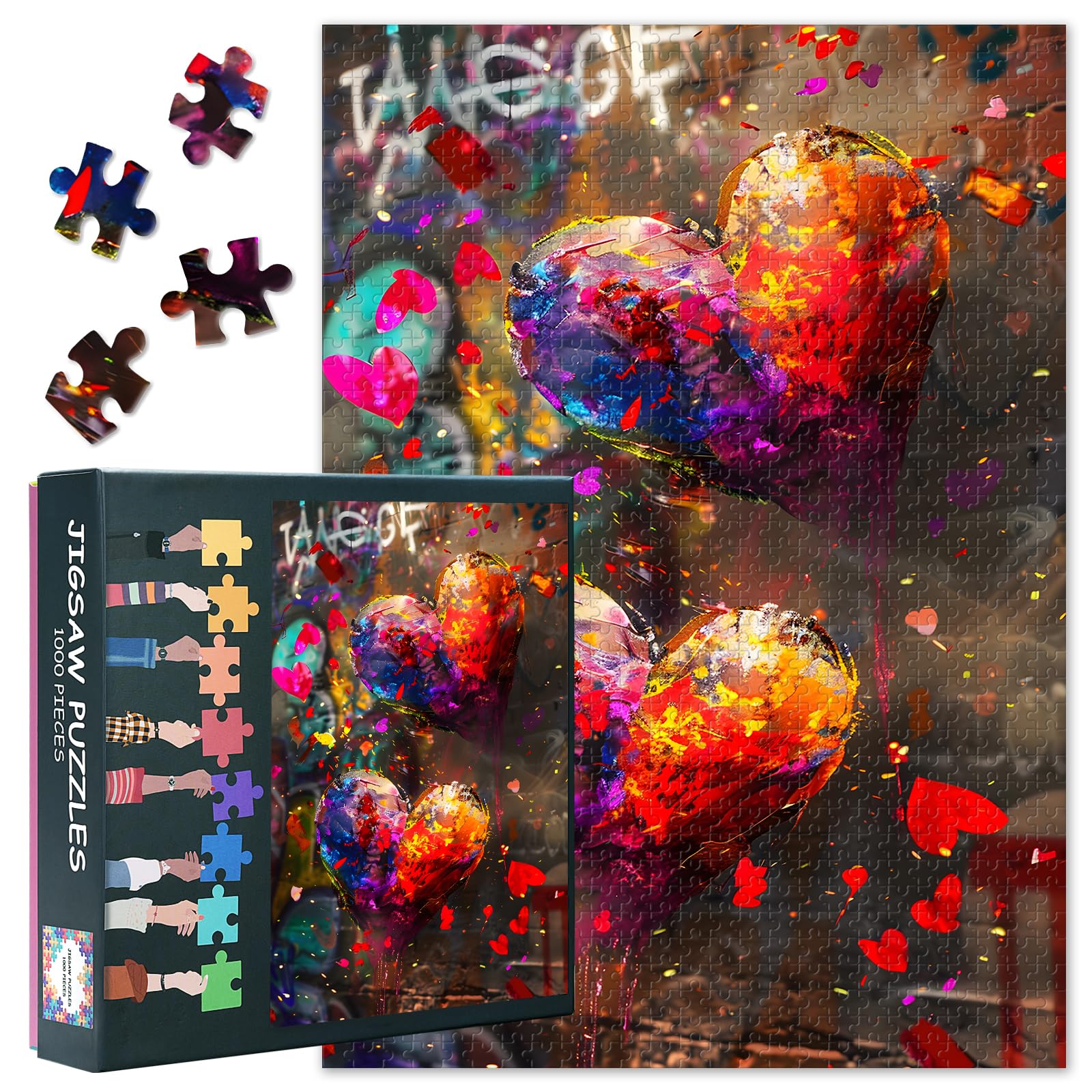 Heart Puzzles for Adults 1000 Pieces, Heart-shaped Balloons Jigsaw Puzzles, Adult Puzzle for Adults, Educational Fun Games or Toys for Elders Friends 20X27 INCH