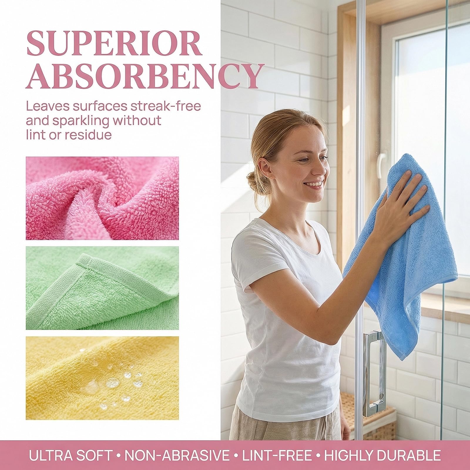 Admygo 8PCS Bamboo Charcoal Fiber Face Cloths, Plain Weave Reusable Facial Cleansing Towels Soft Skin‑Friendly Cleansing Cloth Set for Daily Face Washing Makeup Removal and Home Use — view 6