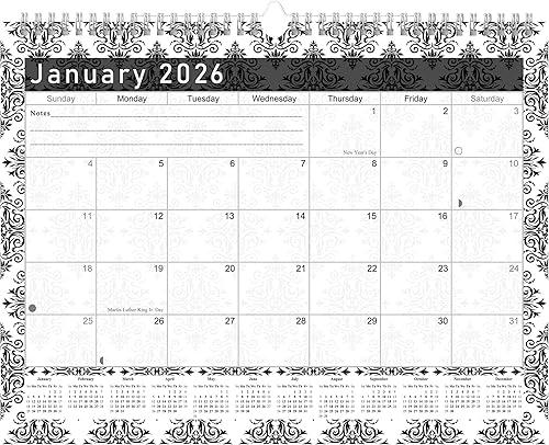 Calendario mensual 2025-2026 de pared o escritorio encuadernado en espiral, calendario de escritorio de 18 meses, calendario/planificador de pared