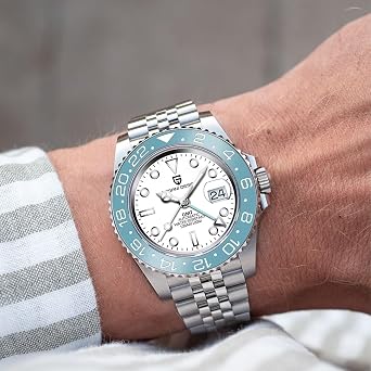 Pagani Design GMT Men's 40 mm Automatic Watch Sapphire Glass Stainless Steel 100 m Water Resistance Analogue Watch Mechanical Watches Gift Watch for Men