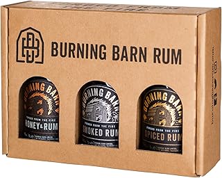 Burning Barn Rum - Gift Box - Triple Rum Selection Box - Spiced Rum and Honey & Rum Liqueur and Smoked Rum - 3x 5cl - Enhance Your Drinks Cabinet - The Perfect Present