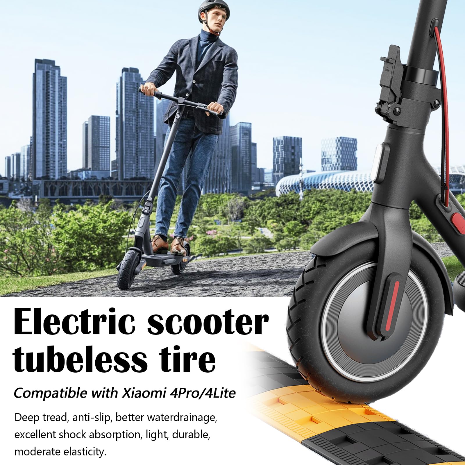 2 Pezzi 250 * 54 Pneumatico Tubeless da 10 Pollici per Xiaomi 4Pro/4Lite Monopattino Elettrico, Pneumatici Tubeless Ispessiti Antideflagranti Ruote di Ricambio per Mi4 Pro Scooter Elettrico