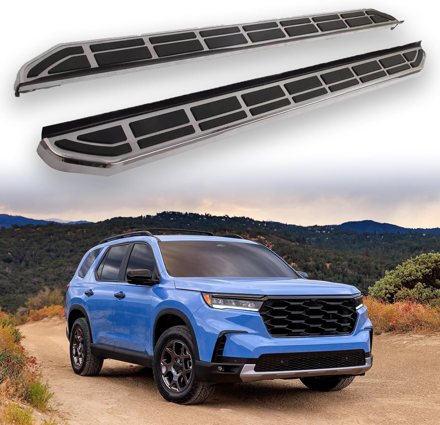 2Pcs Pedal Nerf Bars Side Steps Fits for Honda Pilot 2023 2024 2025 Running Boards
