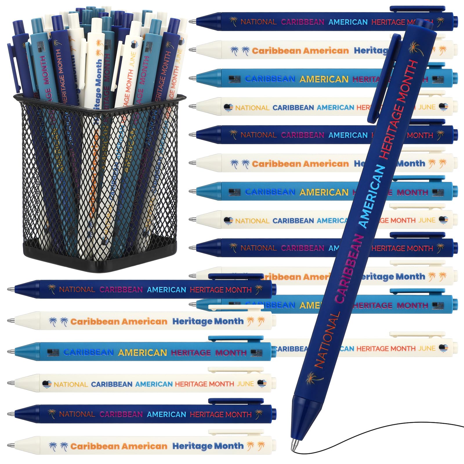 Janlaugh 60 Pcs Caribbean American Heritage Month Ballpoint Pens Bulk Caribbean American Heritage Month Ballpoint Gifts Quote Retractable Pens for