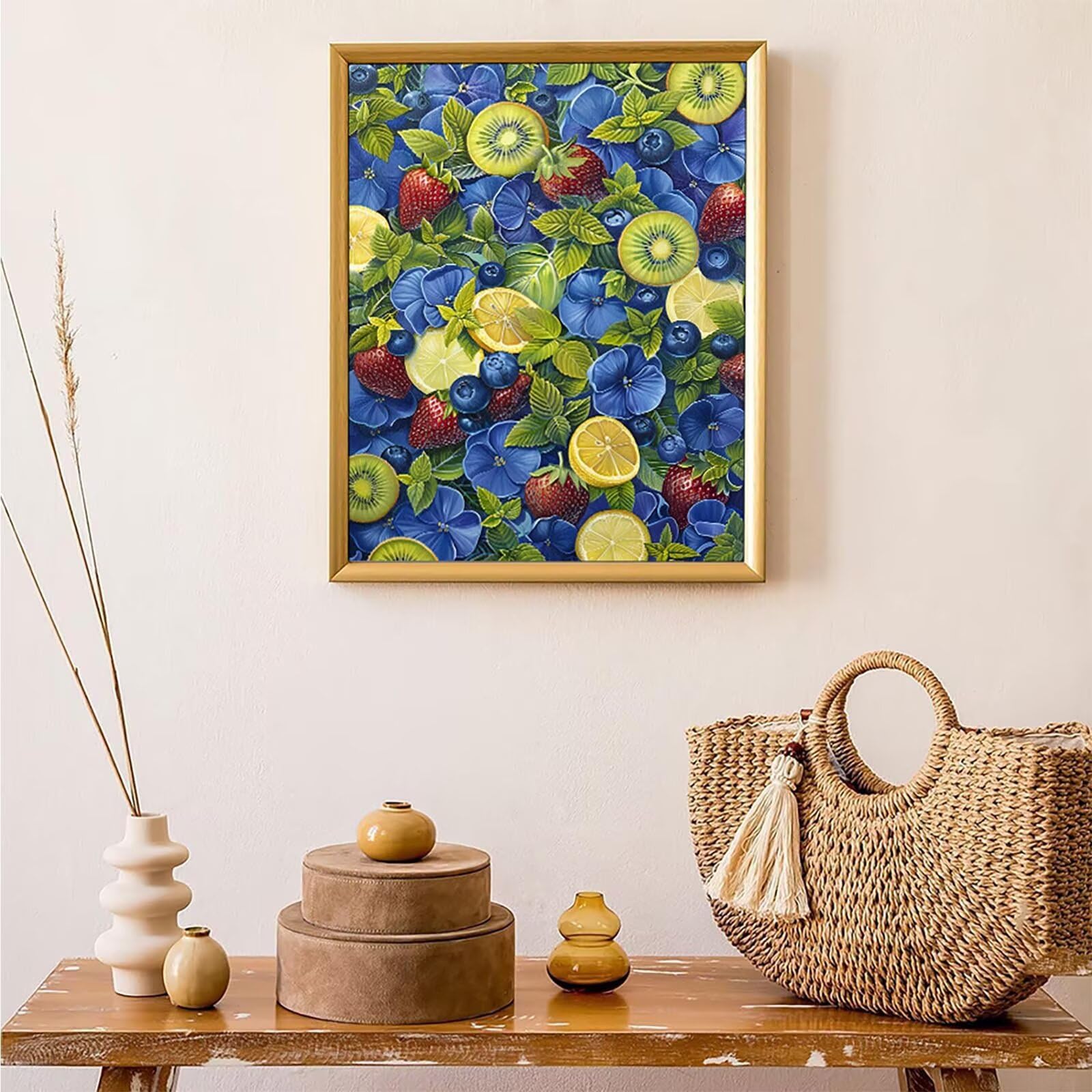 Diamond Painting Cibo, Diamond Painting Erwachsene Frutta Bastelset, DIY Diamant Malerei Runder Vollbohrer Diamanten Kinder Malerei Stickerei Kreuzstich Dekoration, Geschenk 90x120 cm PJY9 N-X