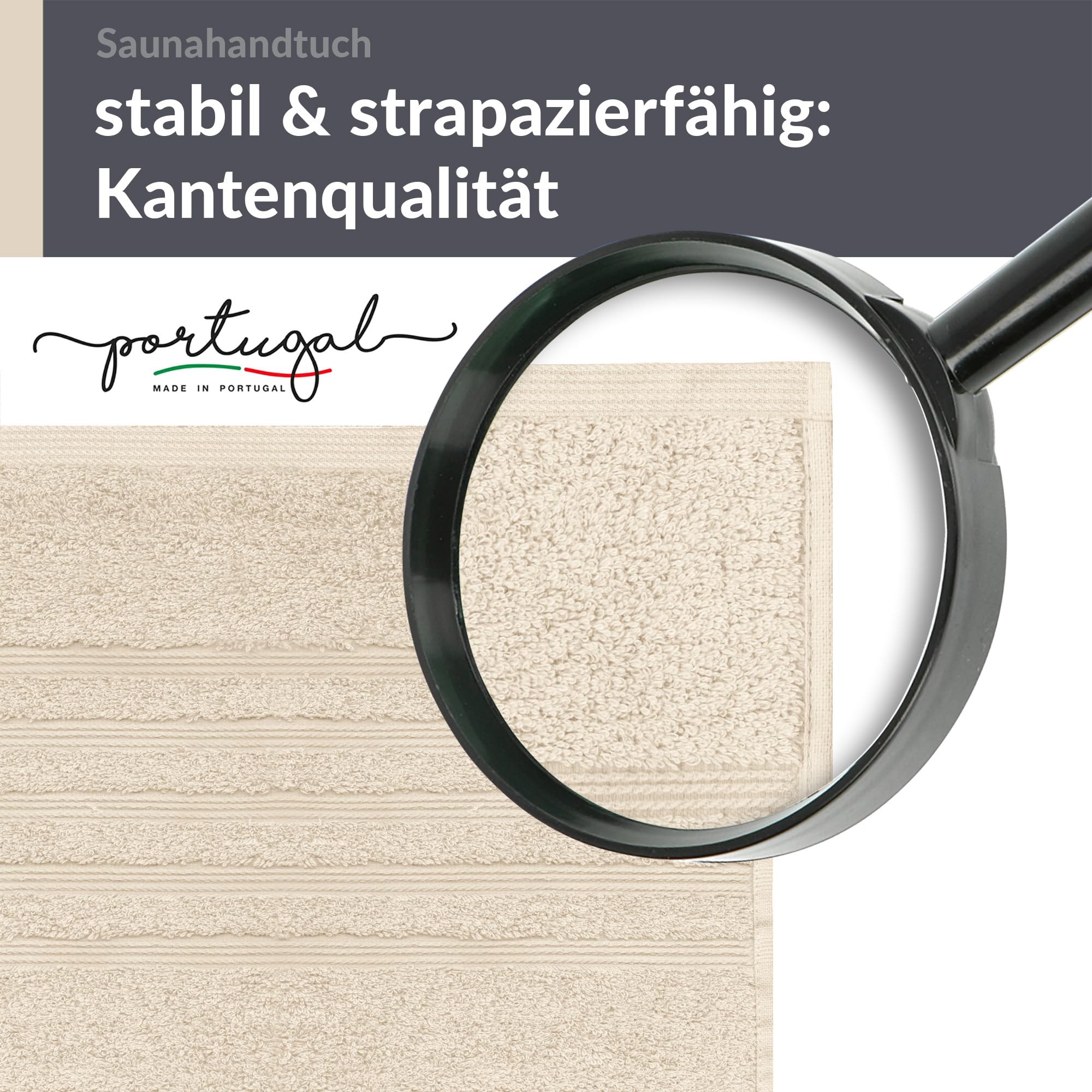 Lashuma Badehandtuch groß 100x200 cm Natur – Saugstarkes Weiches Saunahandtuch 100% Baumwolle